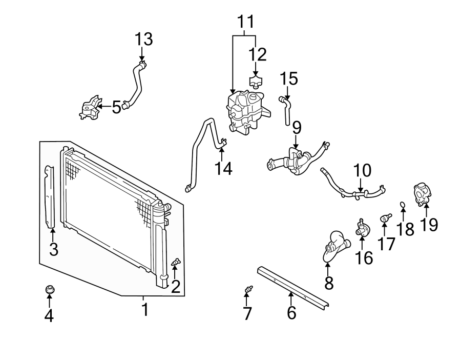 Mazda Tribute By - PASSENGER hose. Engine Coolant Outlet Flange. OUTLET